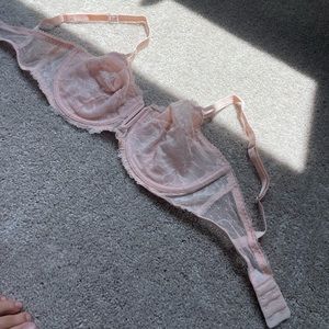 Pink lace bra